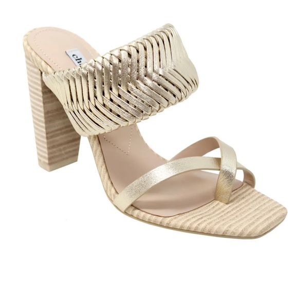 NWT Charles David Horation Gold Metallic Leather Block Heel Sandal Size 7 NIB - Picture 3 of 11